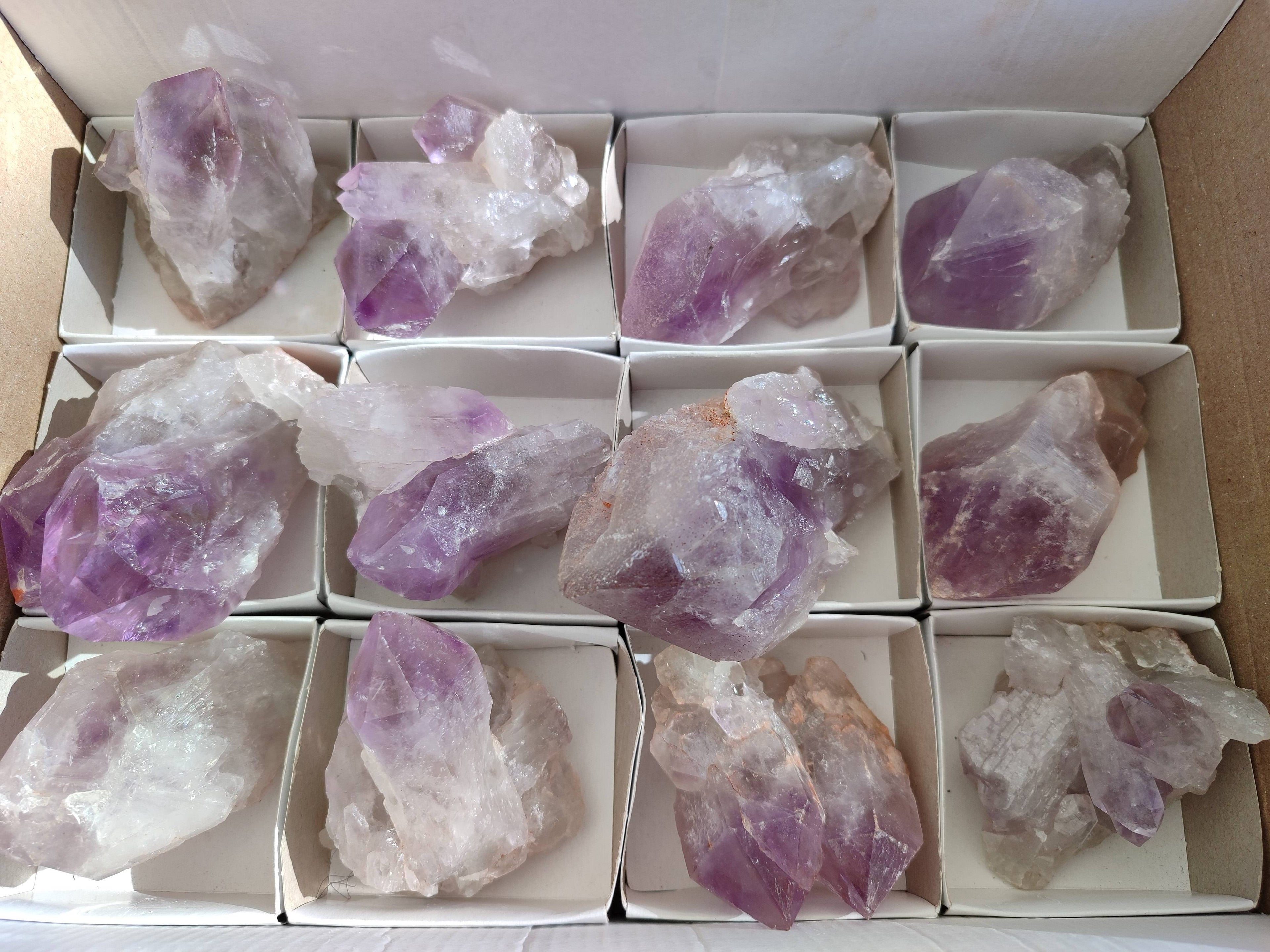 Natural Jacaranda Amethyst Clusters x 12 From Zambia - Toprock Gemstones and Minerals 