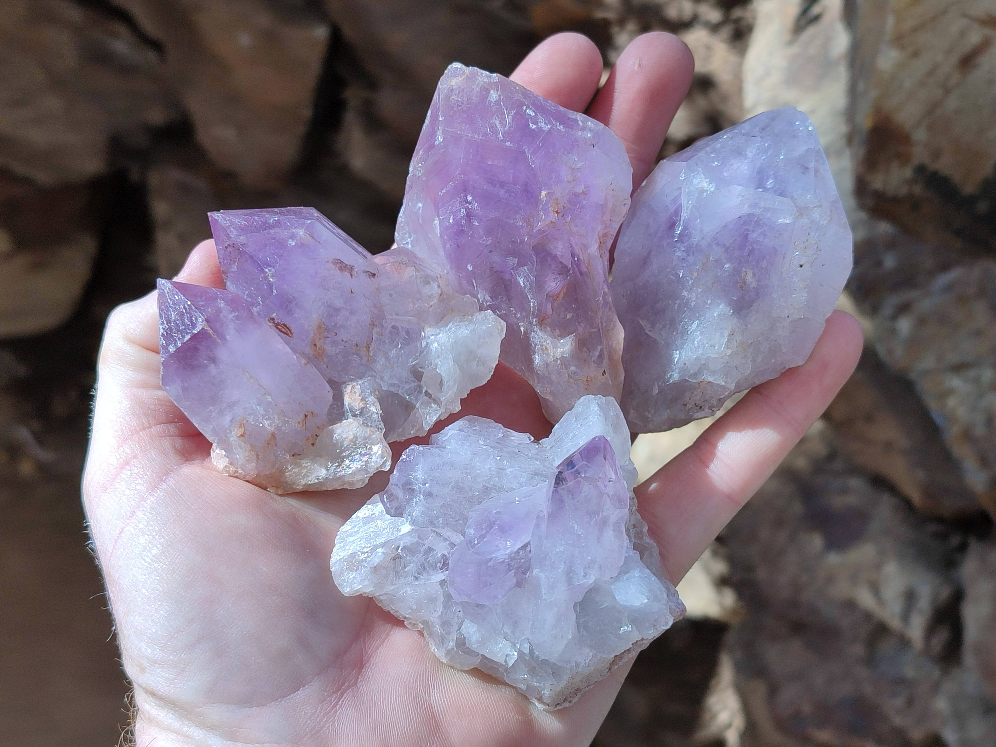 Natural Jacaranda Amethyst Clusters x 12 From Zambia - Toprock Gemstones and Minerals 