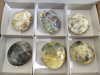 Polished Dendritic Opal Palm Stones x 6 From Moralambo, Madagascar - Toprock Gemstones and Minerals 