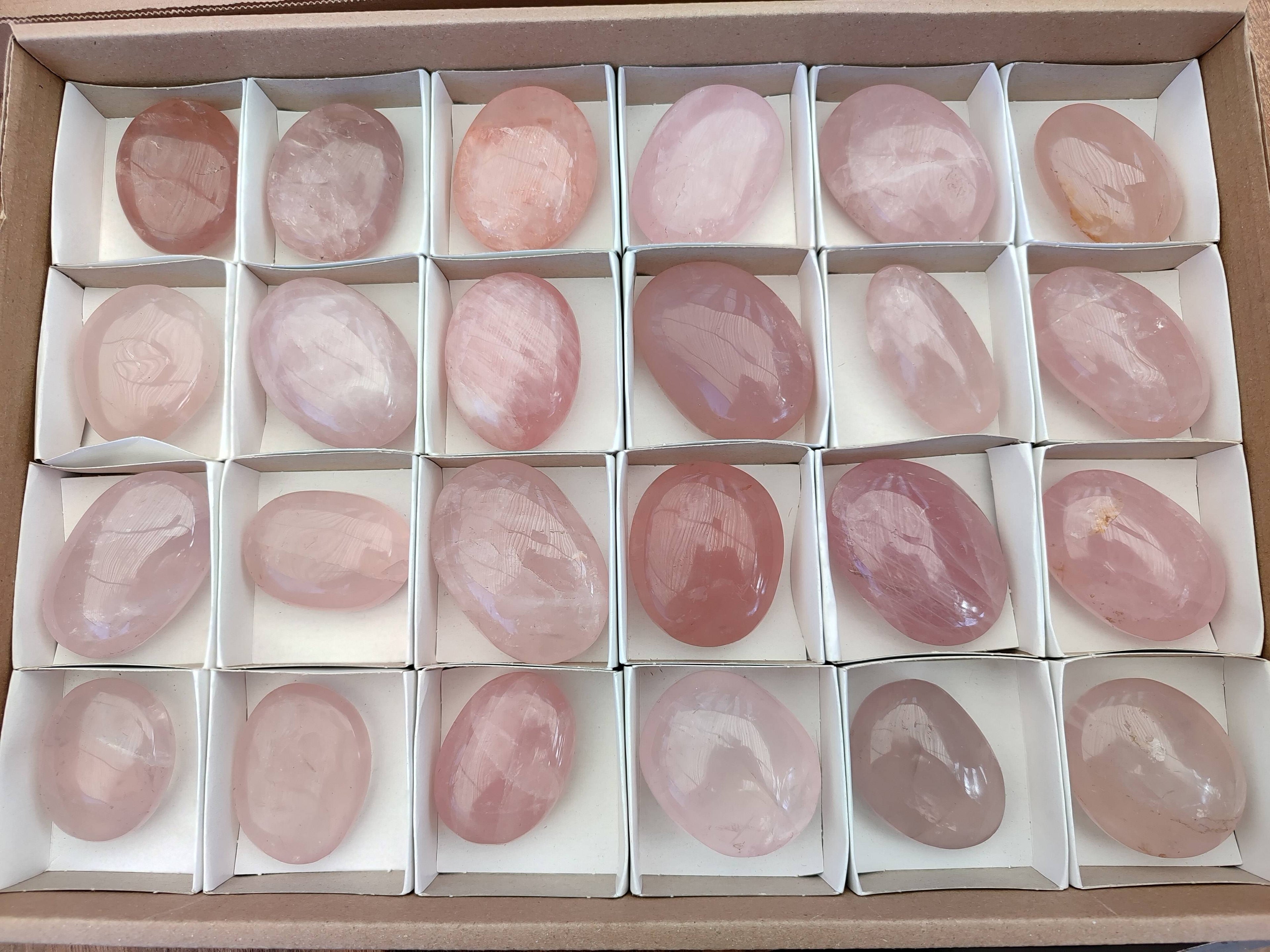 Polished Rose Quartz Palm Stones x 24 From Madagascar - Toprock Gemstones and Minerals 