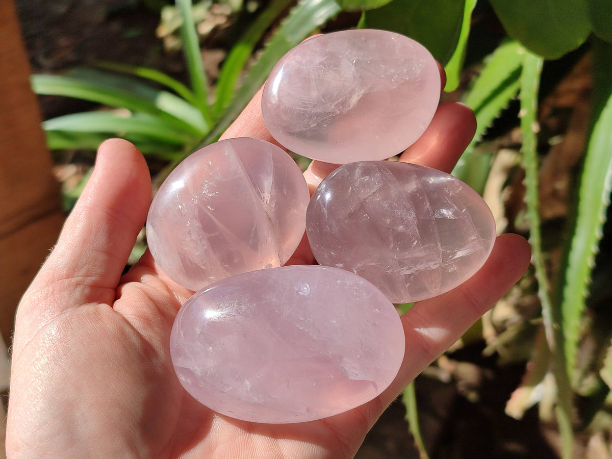 Polished Rose Quartz Palm Stones x 24 From Madagascar - Toprock Gemstones and Minerals 