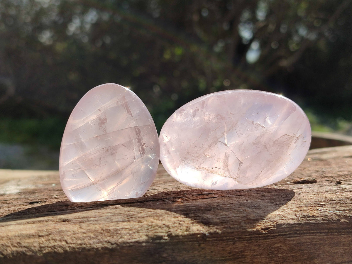 Polished Rose Quartz Palm Stones x 24 From Madagascar - Toprock Gemstones and Minerals 