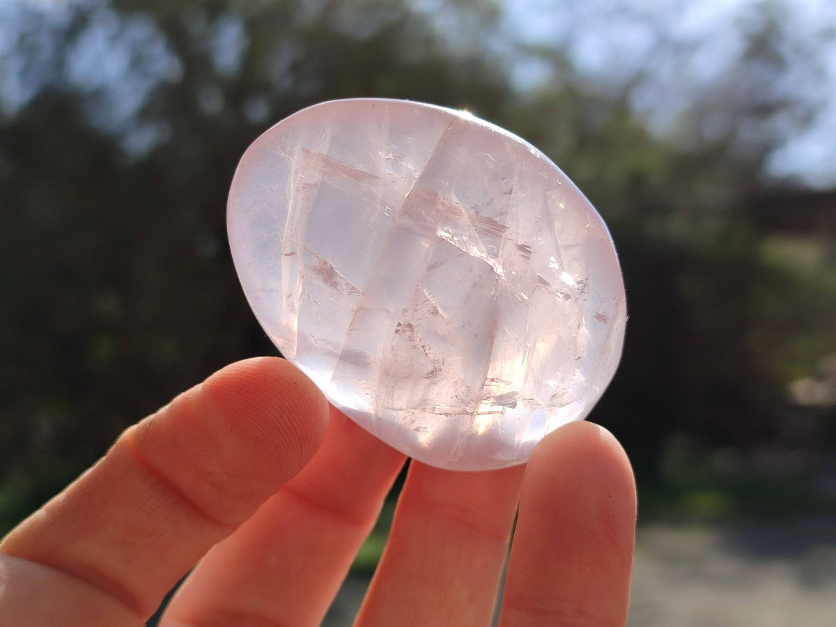 Polished Rose Quartz Palm Stones x 24 From Madagascar - Toprock Gemstones and Minerals 