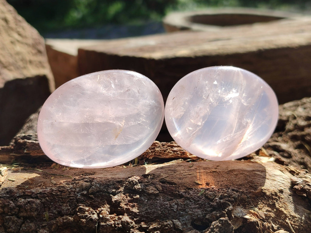Polished Rose Quartz Palm Stones x 24 From Madagascar - Toprock Gemstones and Minerals 