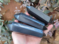 Polished Double Terminated Black Basalt Points x 4 From Madagascar - Toprock Gemstones and Minerals 