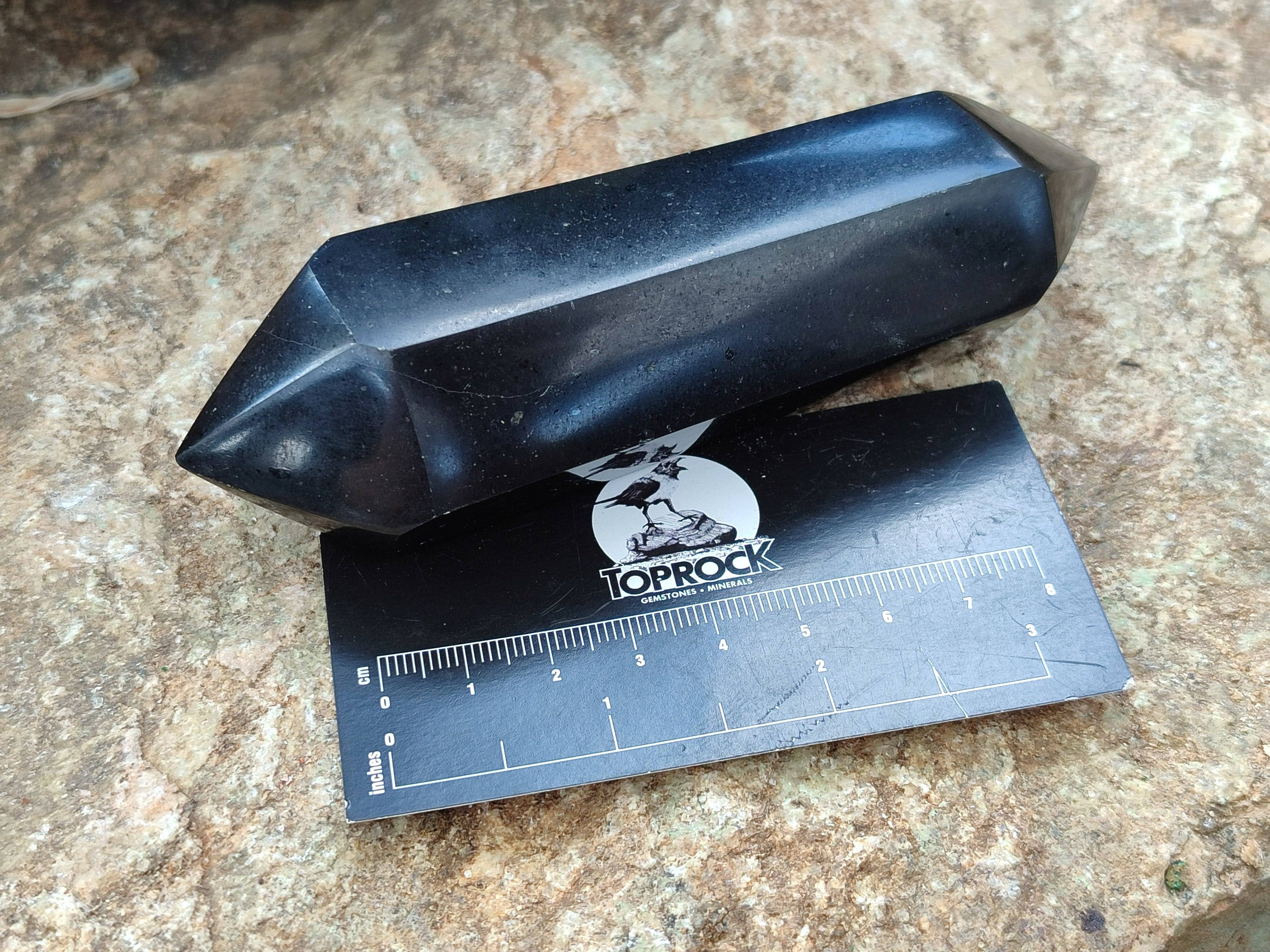 Polished Double Terminated Black Basalt Points x 4 From Madagascar - Toprock Gemstones and Minerals 