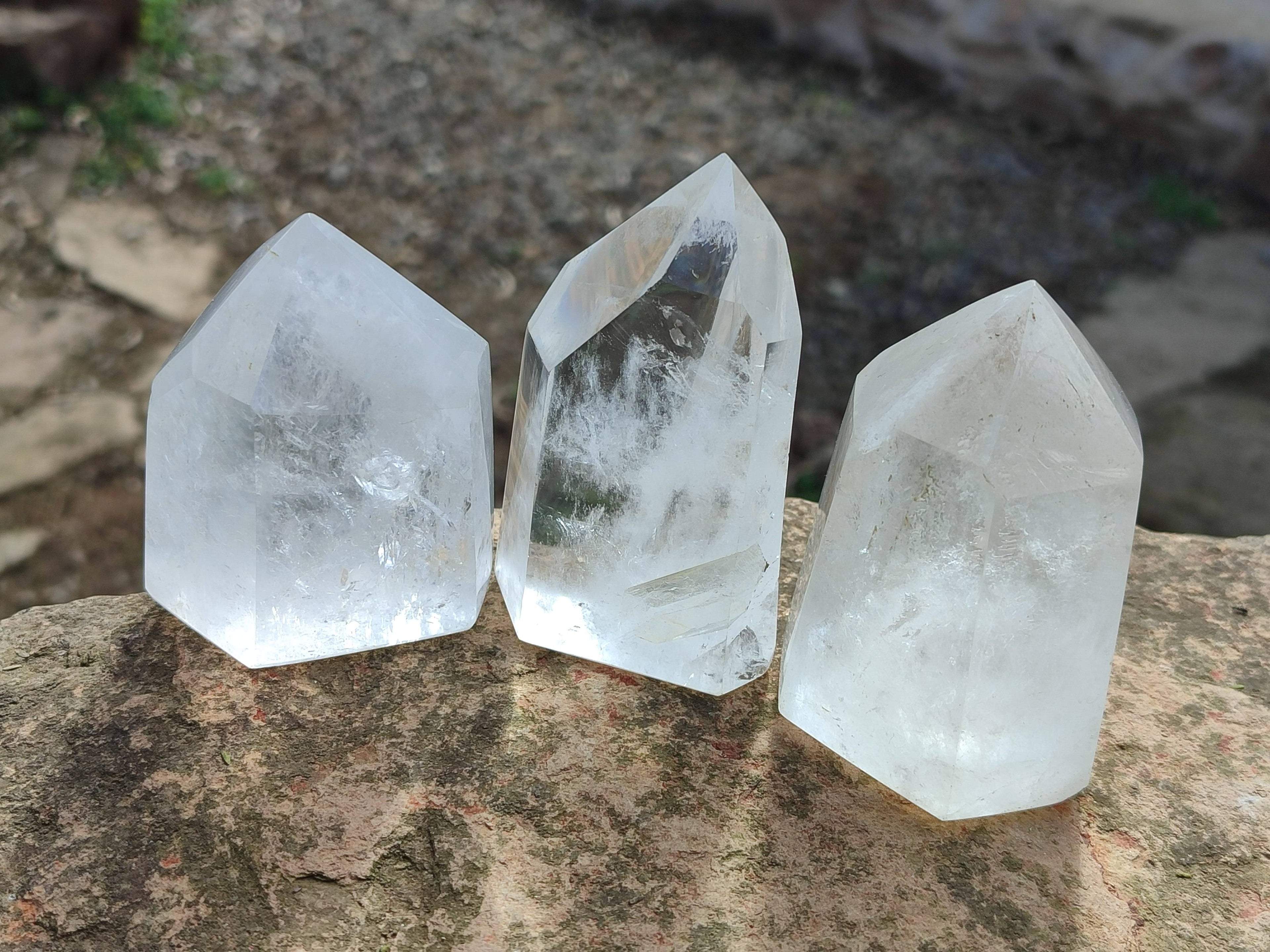 Polished Clear Quartz Crystals x 6 From Madagascar - Toprock Gemstones and Minerals 