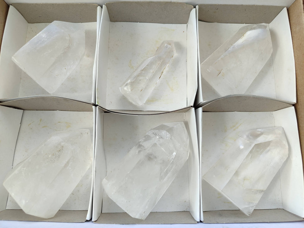Polished Clear Quartz Crystals x 6 From Madagascar - Toprock Gemstones and Minerals 
