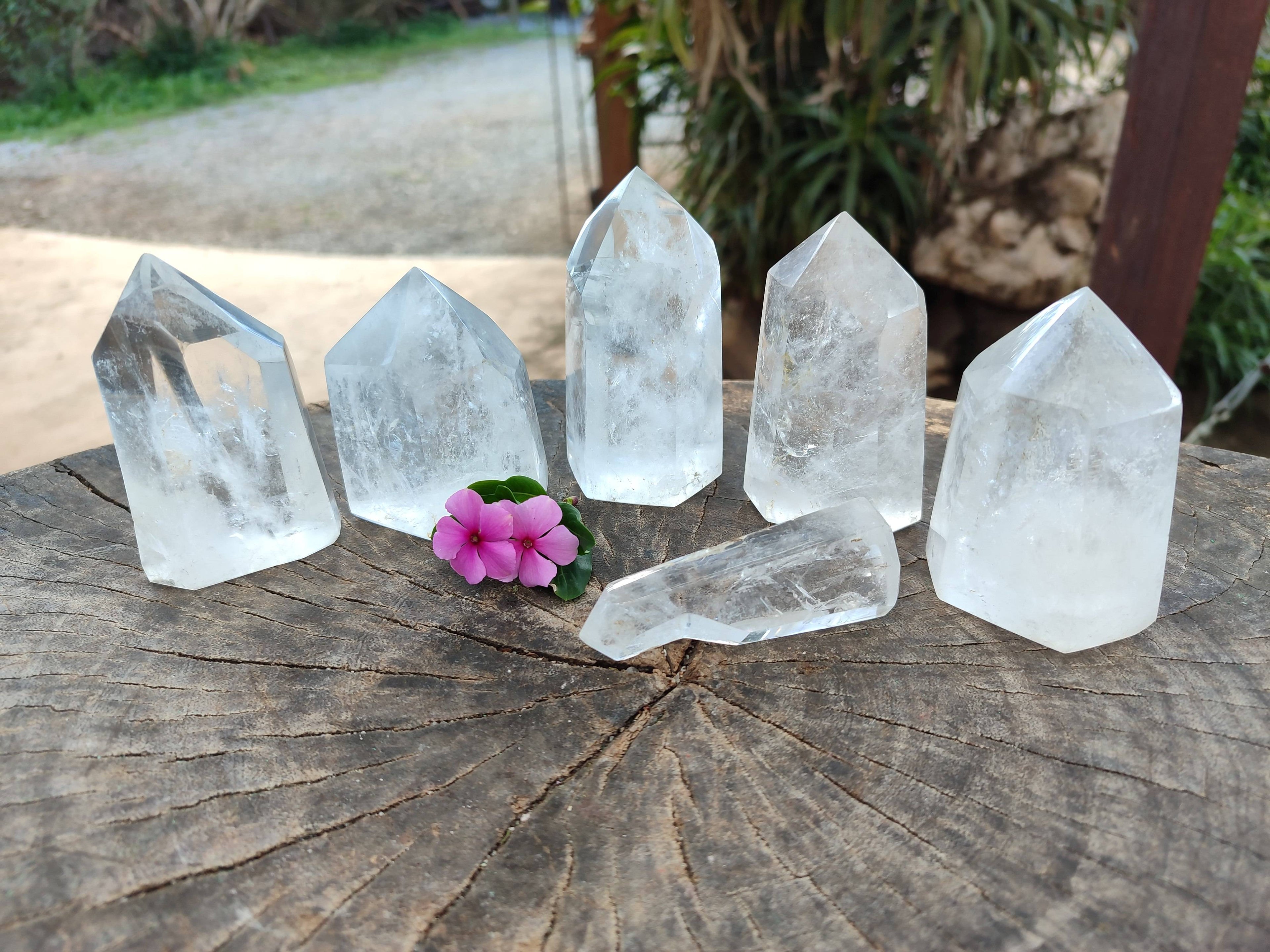 Polished Clear Quartz Crystals x 6 From Madagascar - Toprock Gemstones and Minerals 