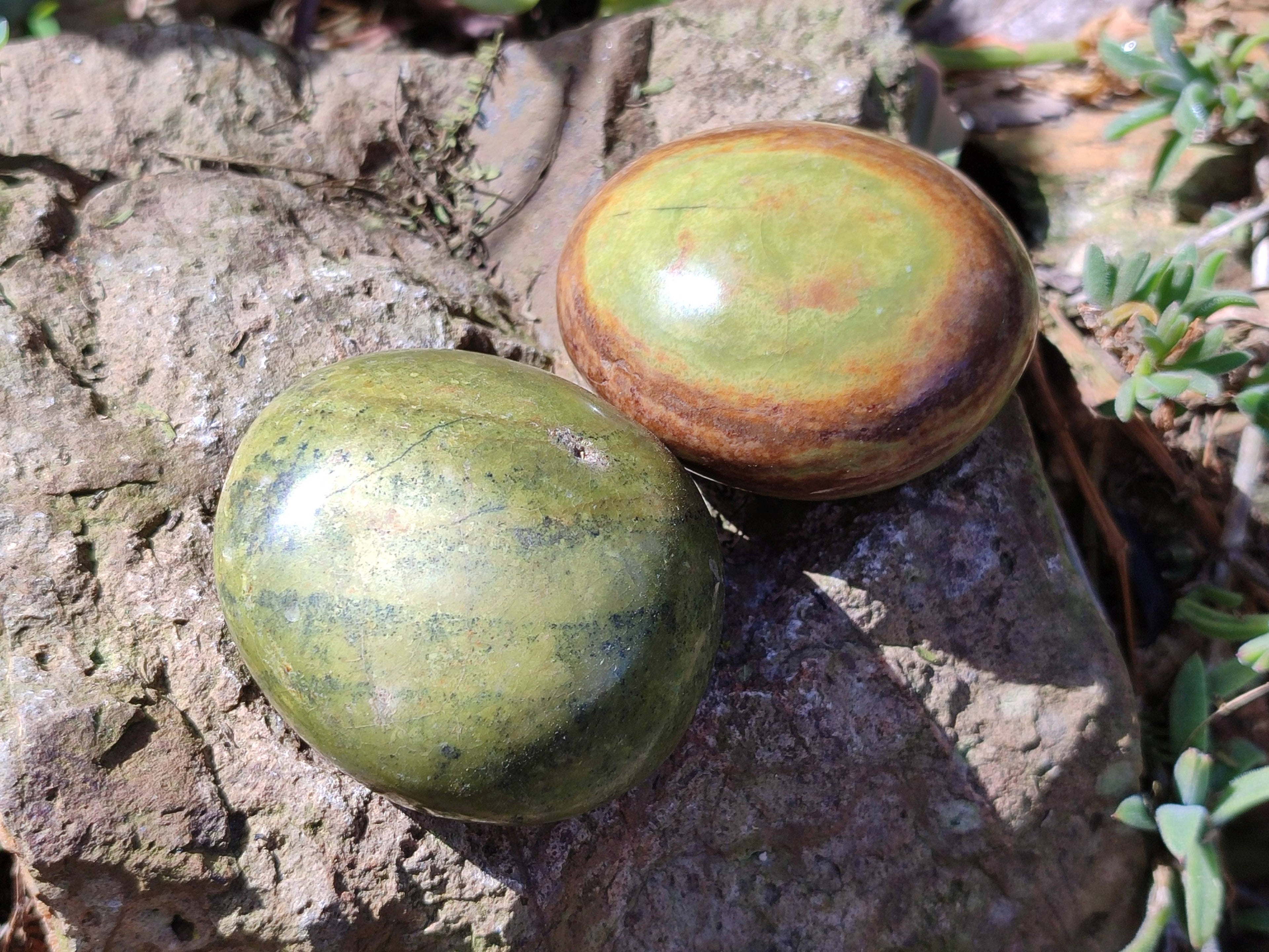 Polished Green Opal Palm Stones x 12 From Madagascar - Toprock Gemstones and Minerals 