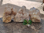 Natural Phantom Smokey Quartz Clusters x 3 From Luena, Congo - Toprock Gemstones and Minerals 