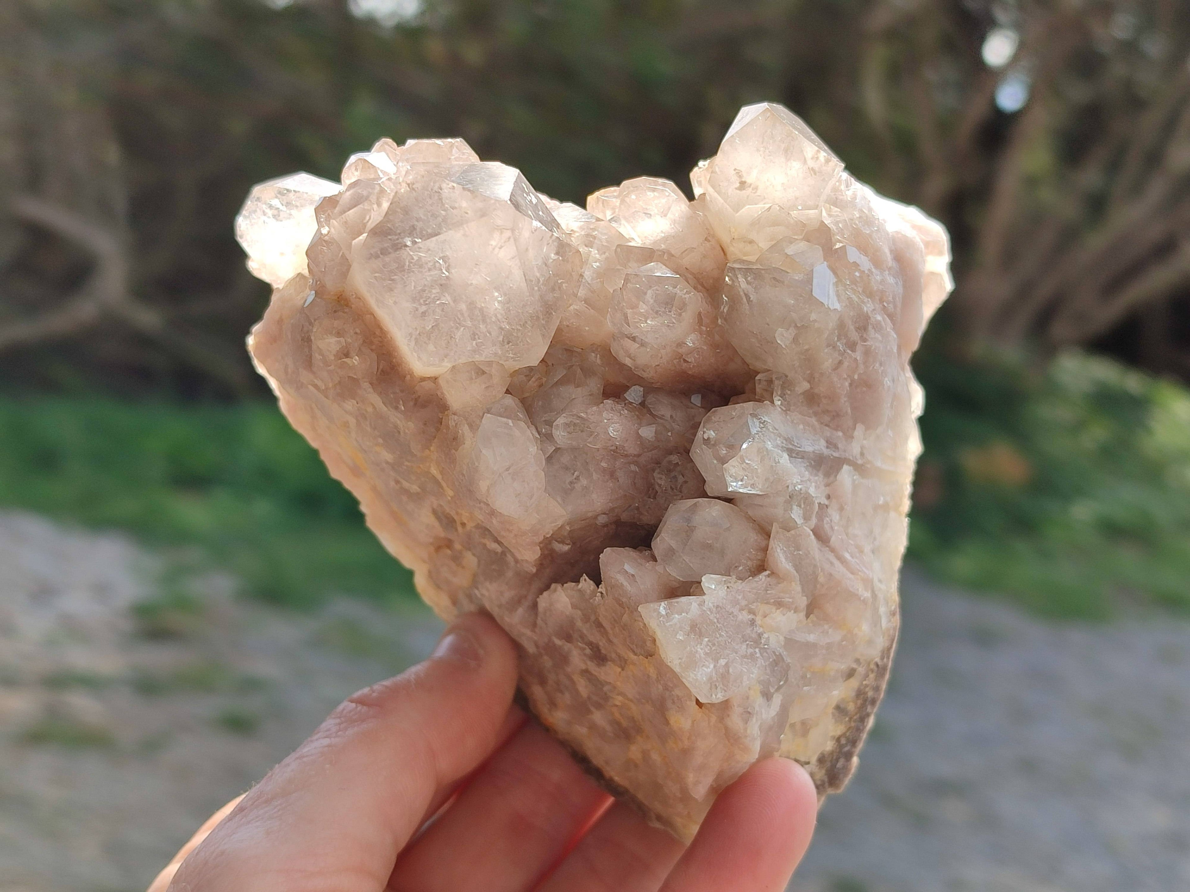 Natural Phantom Smokey Quartz Clusters x 3 From Luena, Congo - Toprock Gemstones and Minerals 
