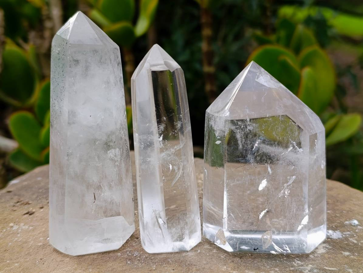 Polished Clear Quartz Crystals x 6 From Madagascar - Toprock Gemstones and Minerals 