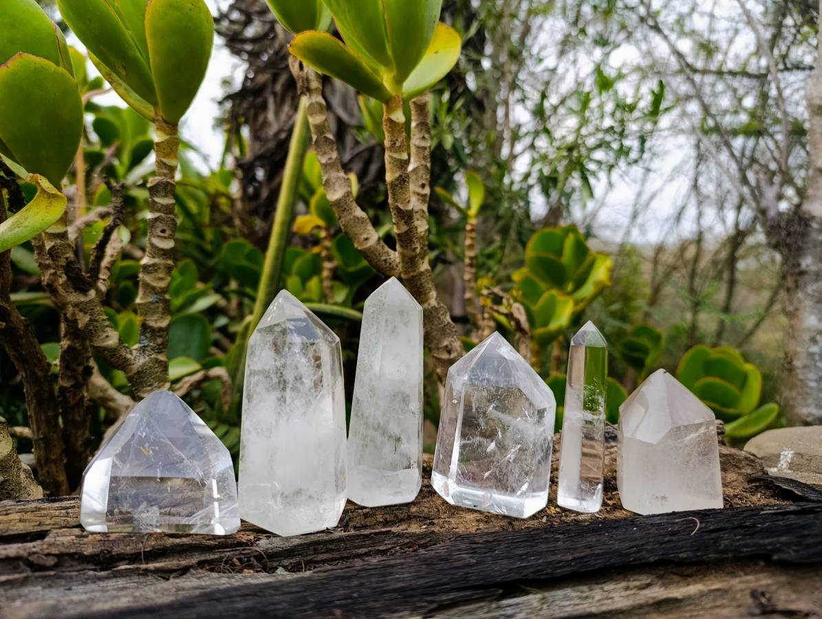 Polished Clear Quartz Crystals x 6 From Madagascar - Toprock Gemstones and Minerals 
