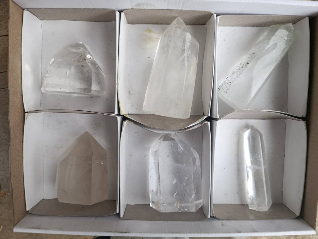 Polished Clear Quartz Crystals x 6 From Madagascar - Toprock Gemstones and Minerals 