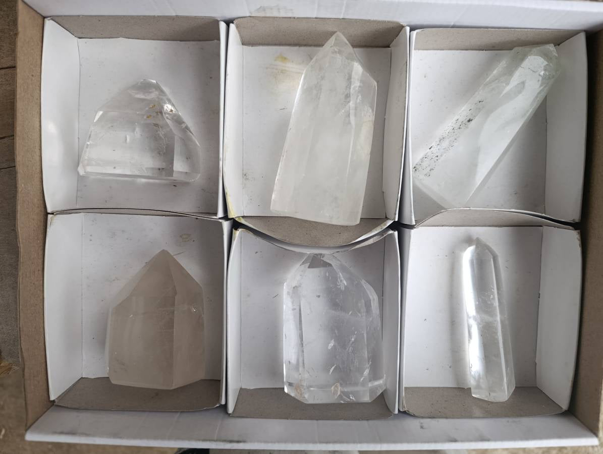 Polished Clear Quartz Crystals x 6 From Madagascar - Toprock Gemstones and Minerals 