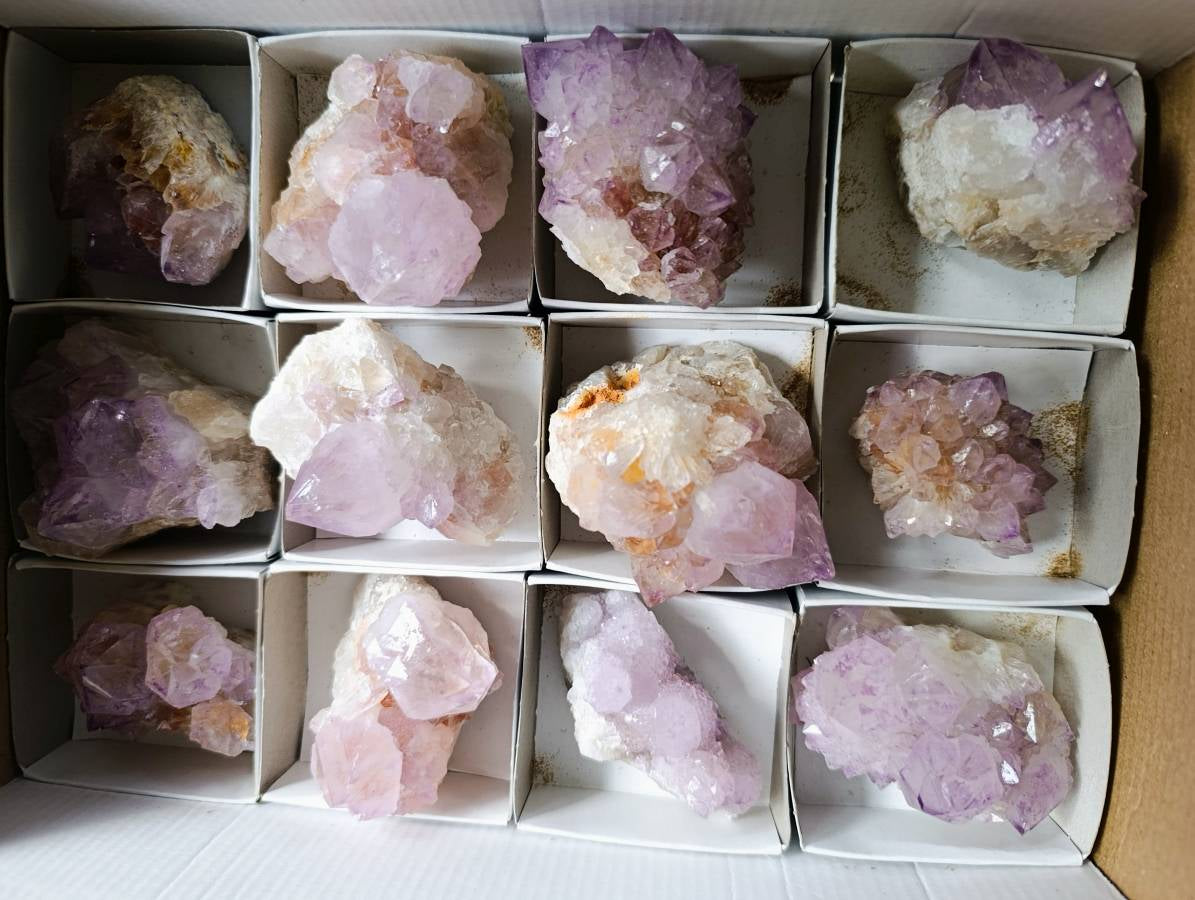Natural Amethyst Spirit Quartz Clusters x 12 From Boekenhouthoek, South Africa - Toprock Gemstones and Minerals 