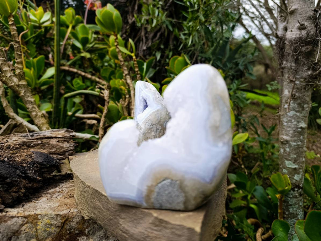 Polished Blue Lace Agate Standing Free Forms x 2 From Malawi - Toprock Gemstones and Minerals 