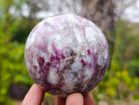Polished Rubellite Pink Tourmaline Spheres x 3 From Madagascar