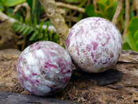 Polished Rubellite Pink Tourmaline Spheres x 3 From Madagascar