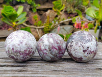 Polished Rubellite Pink Tourmaline Spheres x 3 From Madagascar