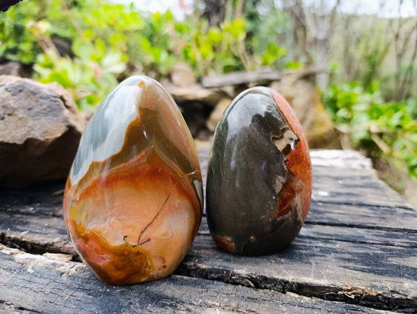 Polished Polychrome Jasper Standing Free Forms x 2 From Madagascar