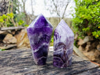 Polished Chevron Amethyst Crystals x 2 From Zambia - Toprock Gemstones and Minerals 