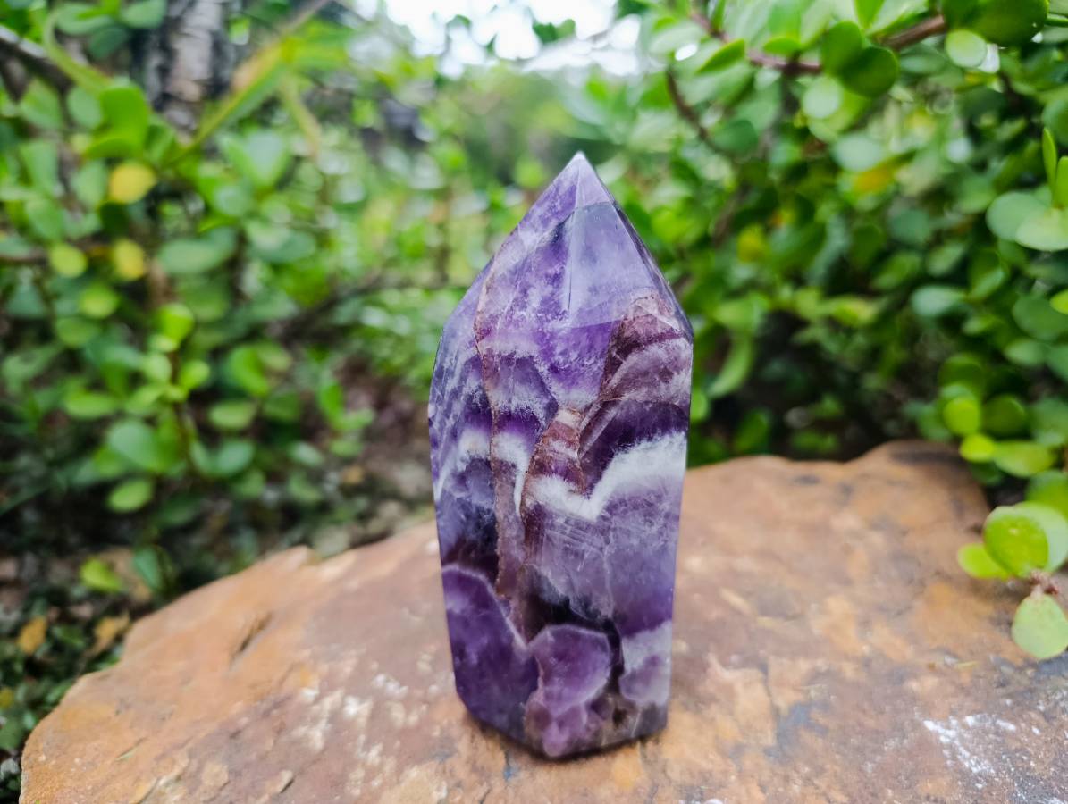 Polished Chevron Amethyst Crystals x 2 From Zambia - Toprock Gemstones and Minerals 