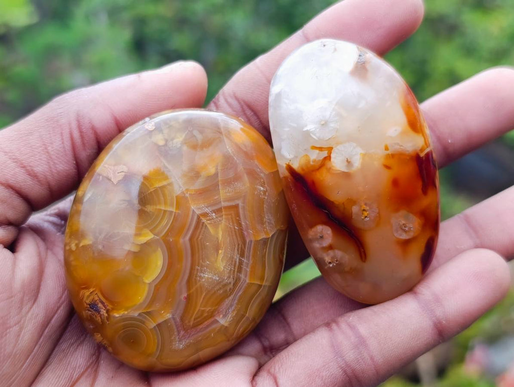 Polished Carnelian Agate Palm Stones x 24 From Madagascar - Toprock Gemstones and Minerals 