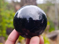 Polished Black Tourmaline Spheres x 3 From Madagascar