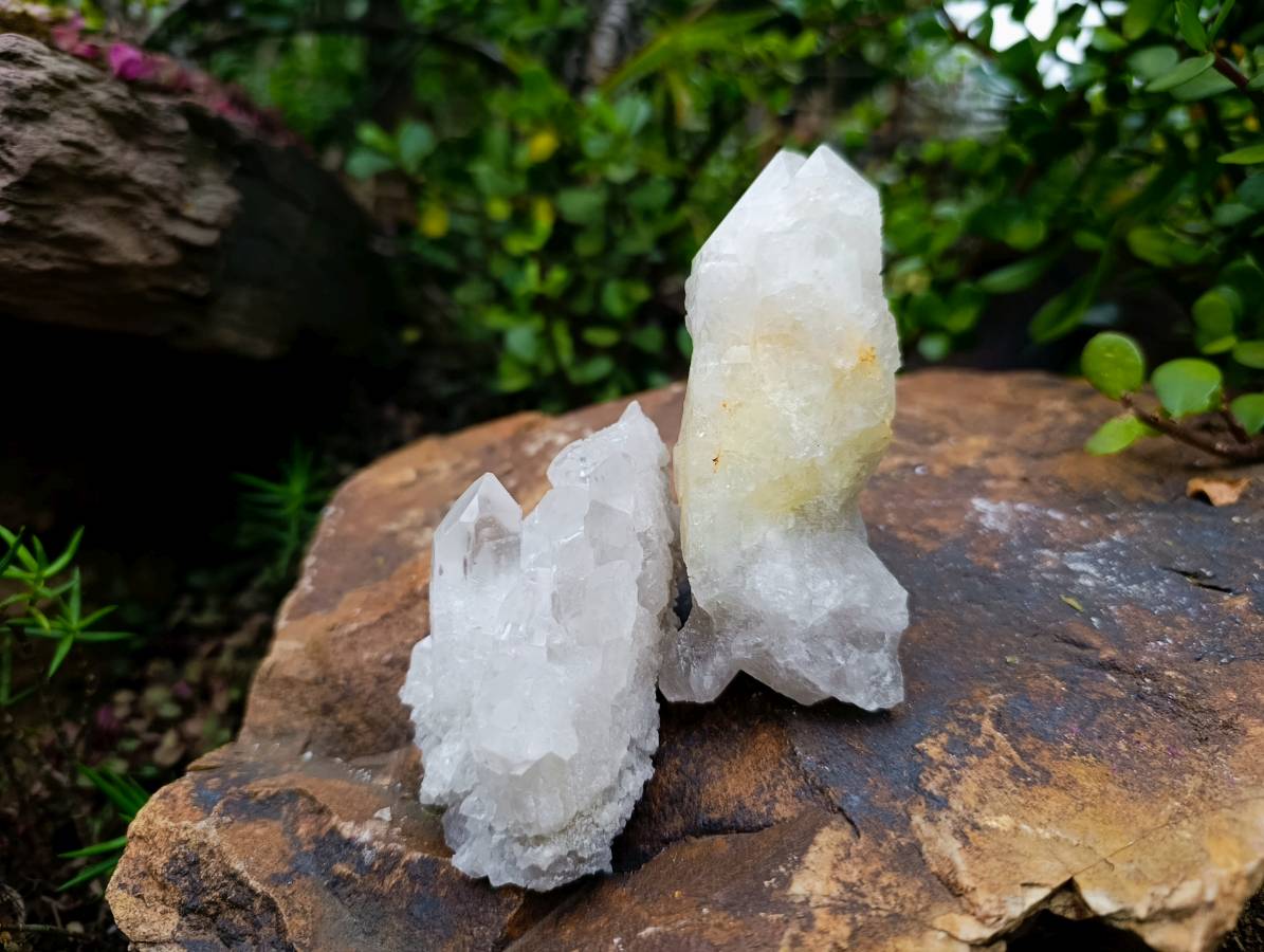 Natural Etched Quartz Clusters x 6 From Zambia - Toprock Gemstones and Minerals 