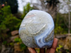 Polished Blue Lace Agate Standing Free Forms x 2 From Malawi - Toprock Gemstones and Minerals 