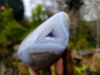 Polished Blue Lace Agate Standing Free Forms x 2 From Malawi - Toprock Gemstones and Minerals 
