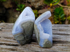 Polished Blue Lace Agate Standing Free Forms x 2 From Malawi - Toprock Gemstones and Minerals 