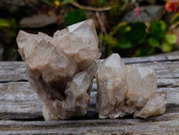 Natural Phantom Smokey Quartz Clusters x 6 From Luena, Congo