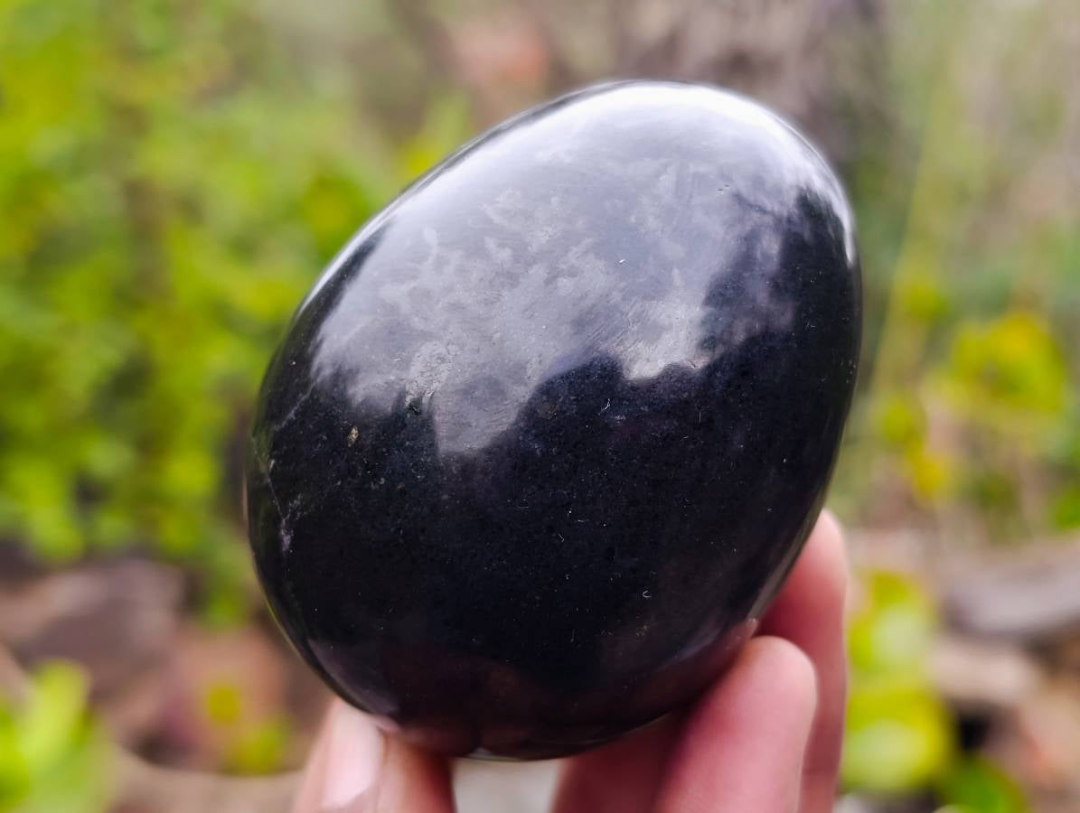 Polished Black Basalt Eggs x 6 From Madagascar - Toprock Gemstones and Minerals 
