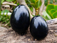 Polished Black Basalt Eggs x 6 From Madagascar
