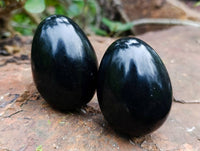 Polished Black Basalt Eggs x 6 From Madagascar
