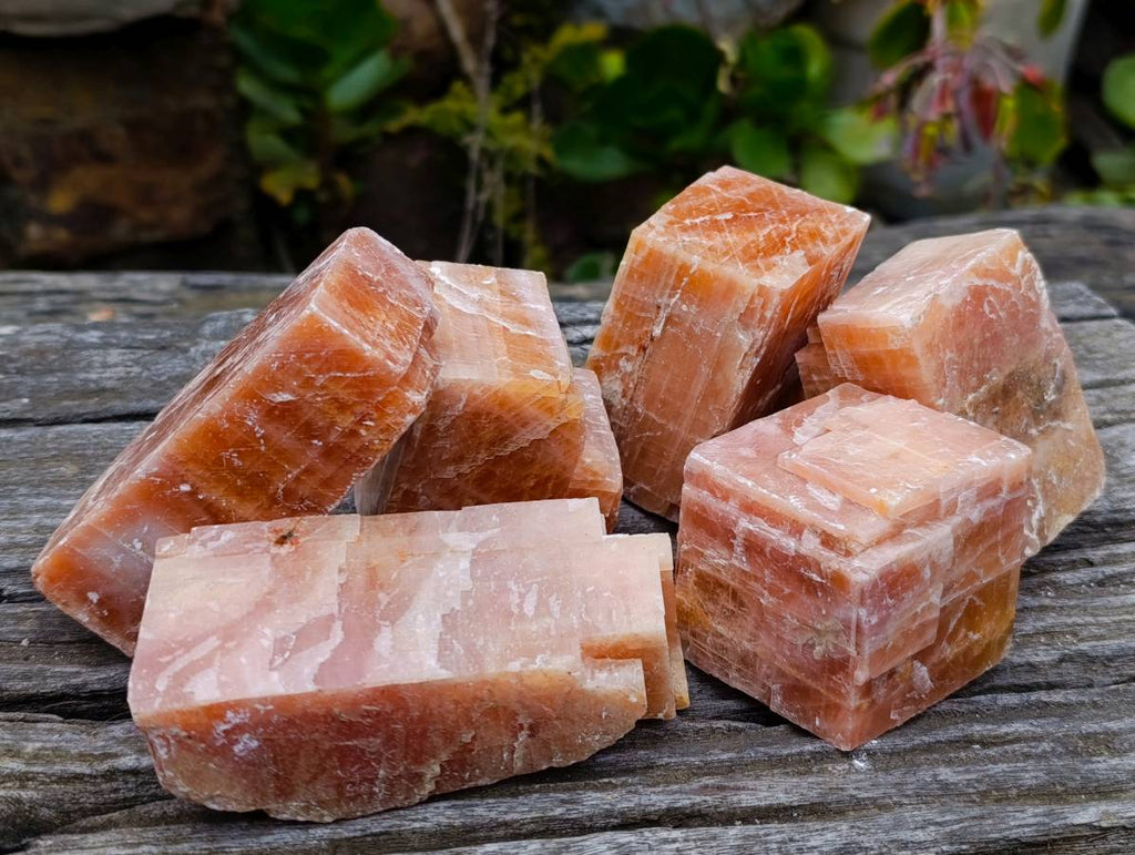 Natural Sunset Orange Calcite Specimens x 6 From Spitzkop, Namibia - Toprock Gemstones and Minerals 