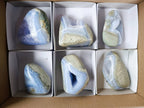 Polished Blue Lace Agate Standing Free Forms x 6 From Malawi - Toprock Gemstones and Minerals 