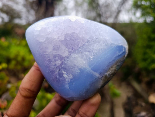 Polished Blue Lace Agate Standing Free Forms x 6 From Malawi - Toprock Gemstones and Minerals 