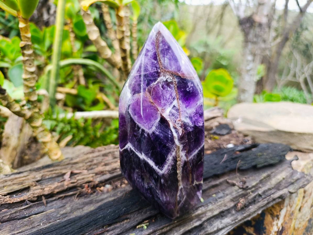 Polished Chevron Amethyst Crystal x 1 From Zambia - Toprock Gemstones and Minerals 