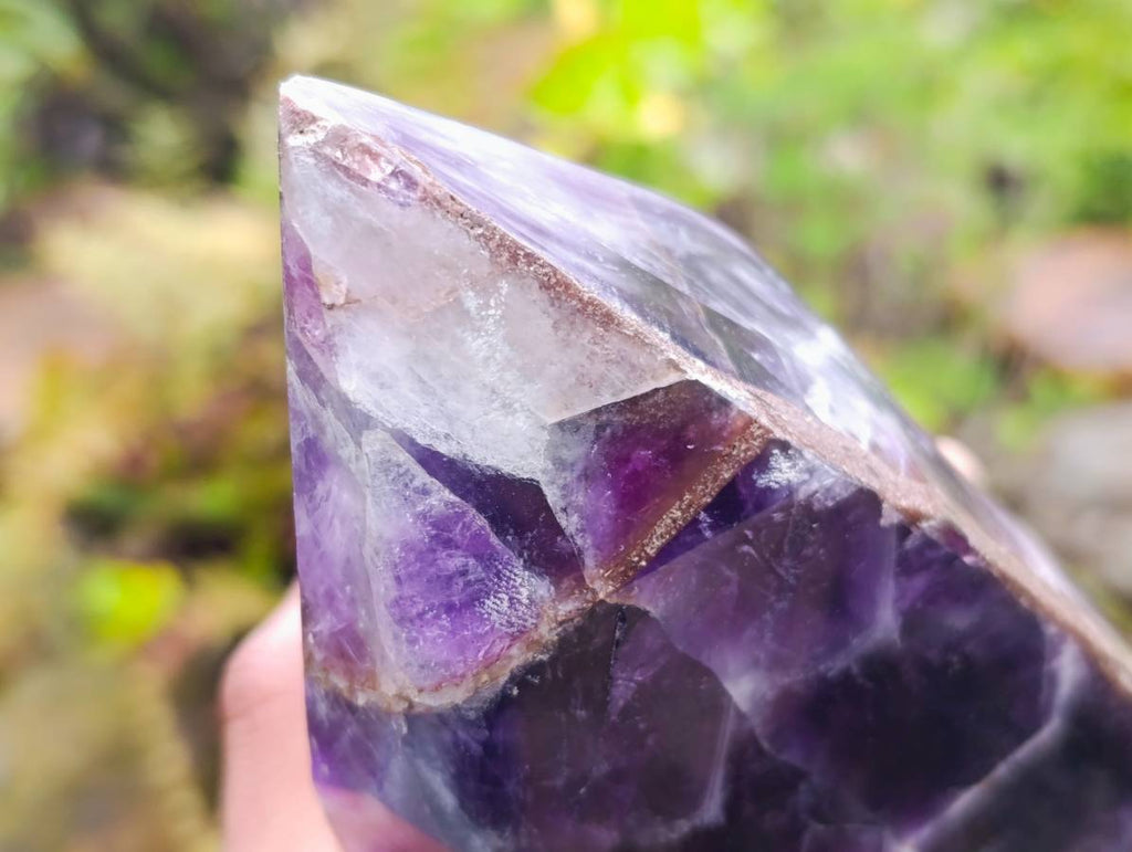 Polished Chevron Amethyst Crystal x 1 From Zambia - Toprock Gemstones and Minerals 