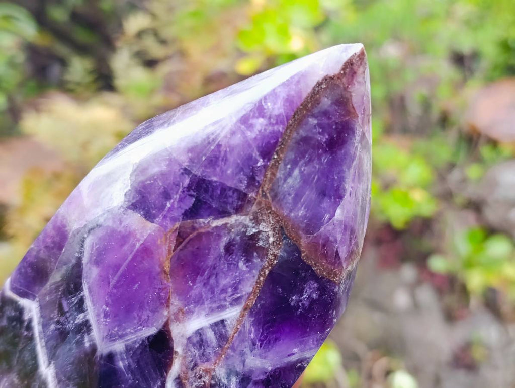 Polished Chevron Amethyst Crystal x 1 From Zambia - Toprock Gemstones and Minerals 