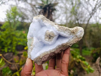 Natural Blue Lace Agate Geode Specimens x 6 From Malawi