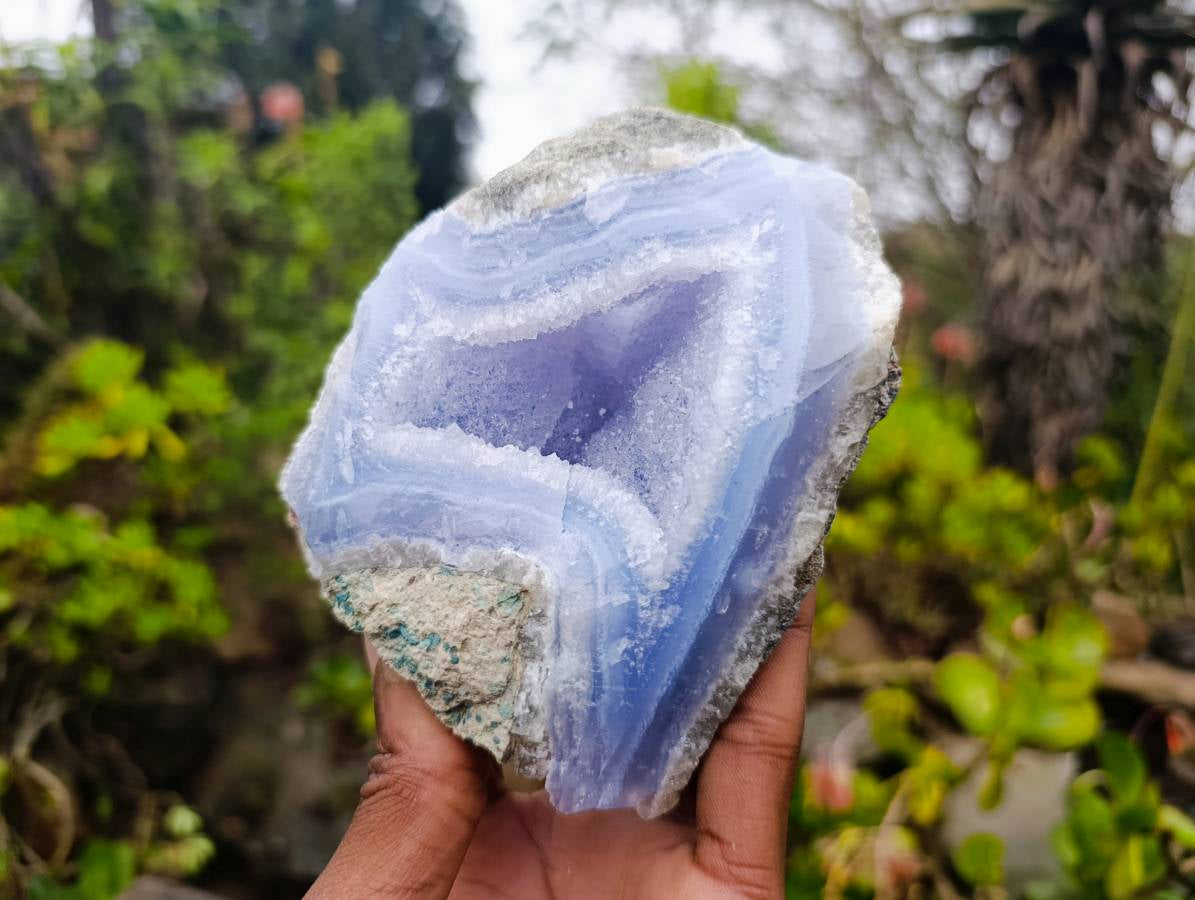 Natural Blue Lace Agate Geode Specimens x 6 From Malawi - Toprock Gemstones and Minerals 
