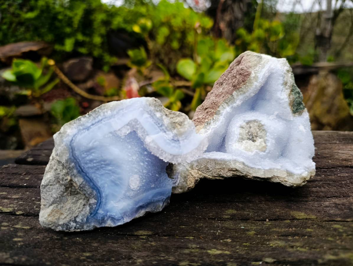 Natural Blue Lace Agate Geode Specimens x 6 From Malawi - Toprock Gemstones and Minerals 