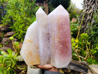 Polished Triple Point Girasol Rose Quartz Standing Free Form x 1 Madagascar