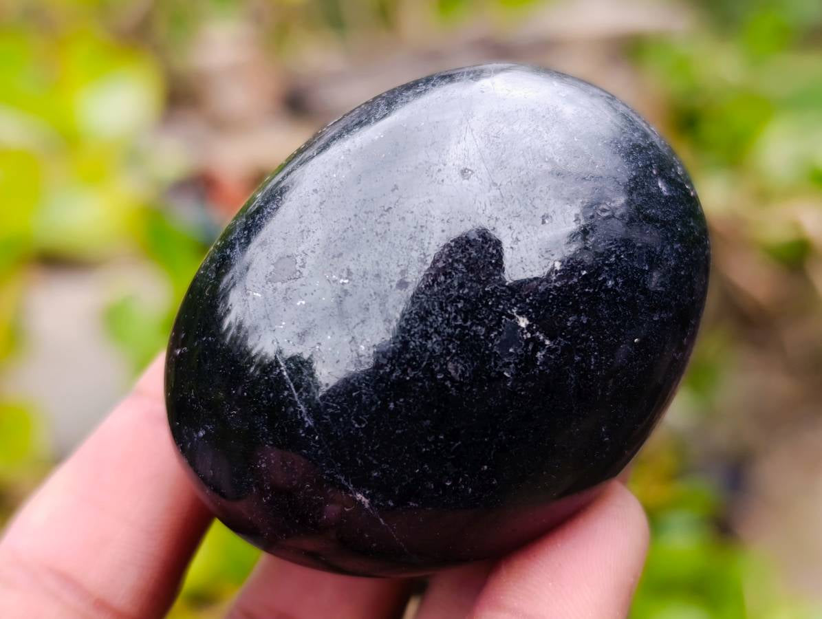 Polished Black Tourmaline Palm Stones x 12 From Madagascar - Toprock Gemstones and Minerals 
