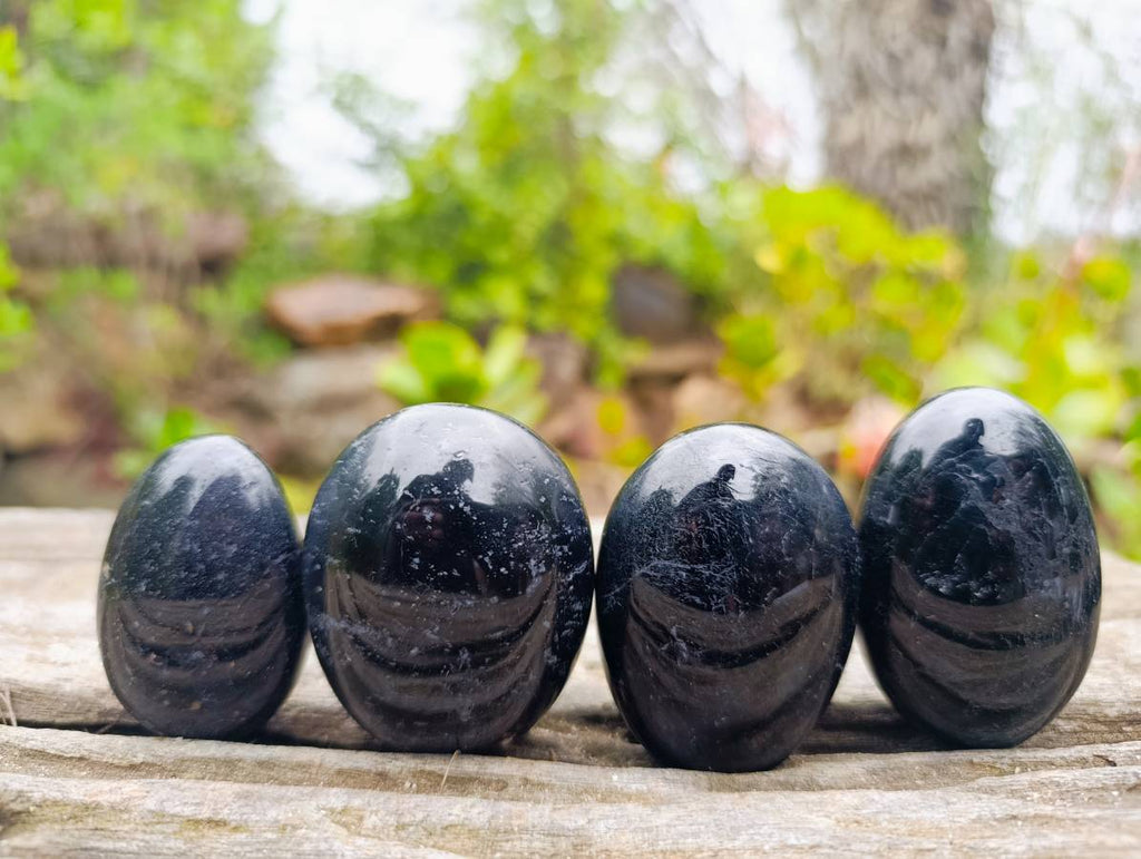 Polished Black Tourmaline Palm Stones x 12 From Madagascar - Toprock Gemstones and Minerals 